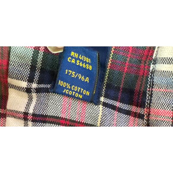 Ralph Lauren Polo Red White Green Blue Windowpane Plaid Medium Long Sleeve Shirt - Picture 12 of 16